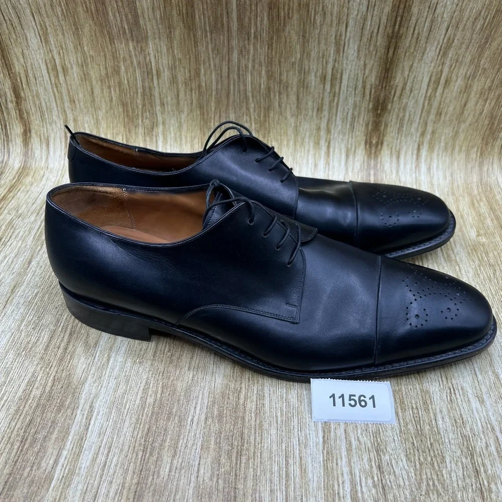 Salvatore Ferragamo Tramezza Derby Men's Size 11.5 EE Black Cap Medallion Shoes